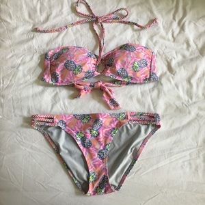 Pink tropical bikini set